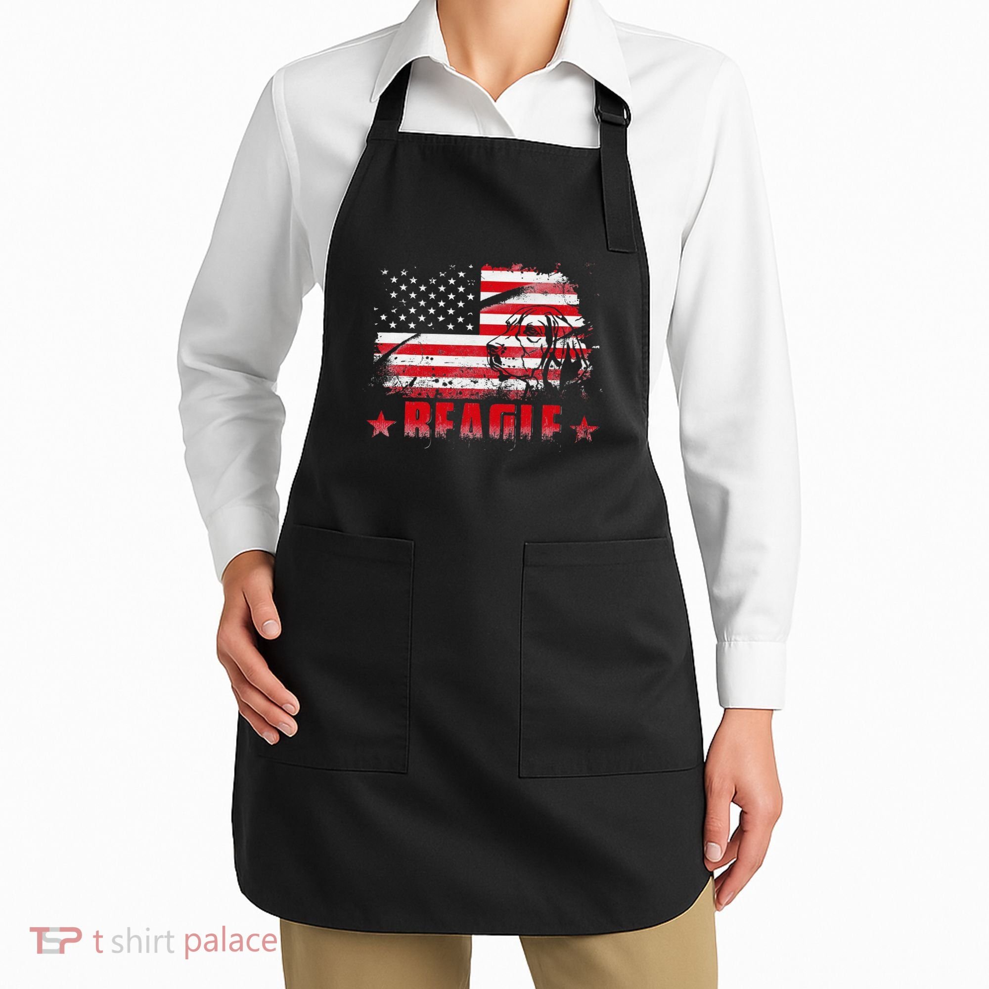 Funny Beagle American Flag Dog Dad Dog Mom Apron