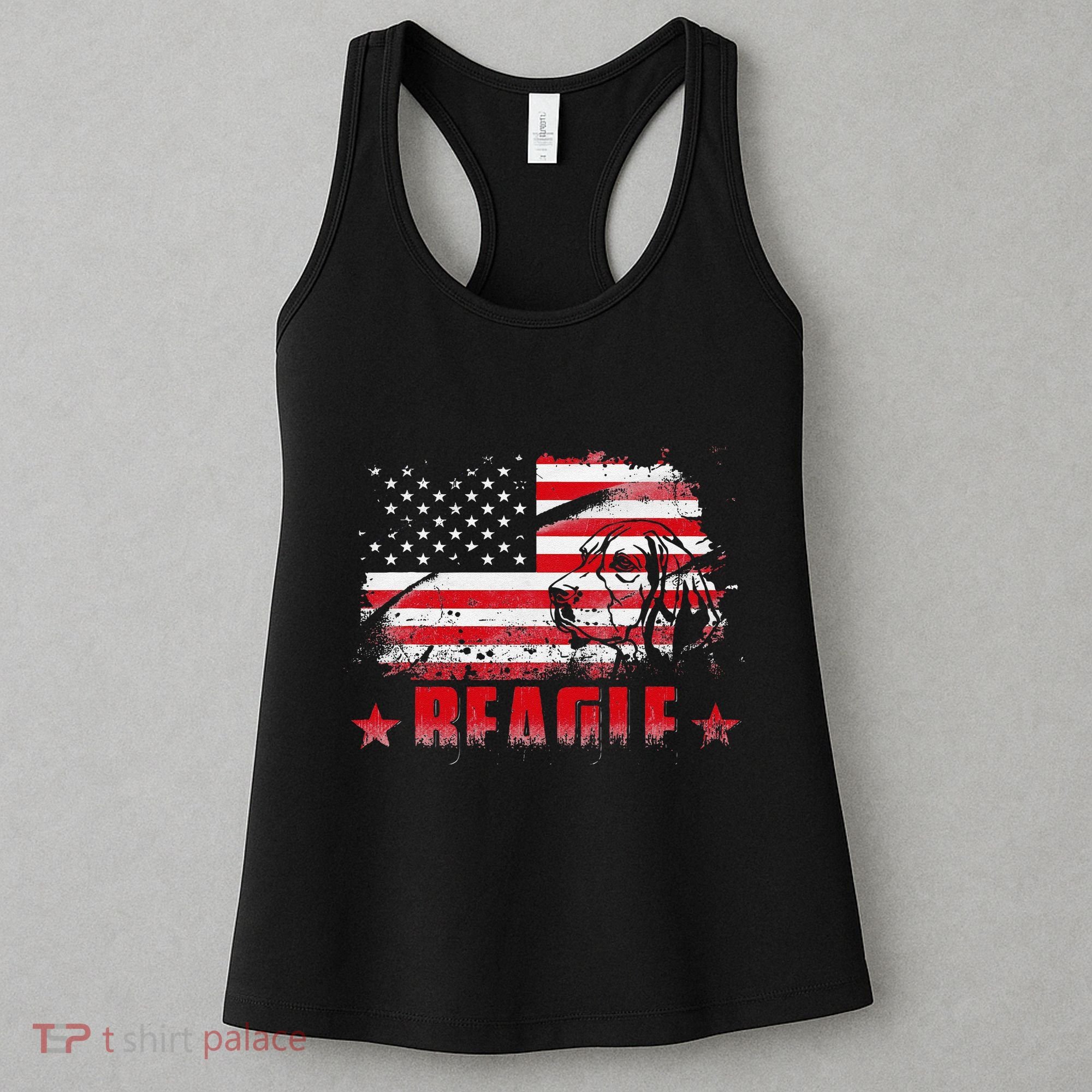 Funny Beagle American Flag Dog Dad Dog Mom Women's Tank Top