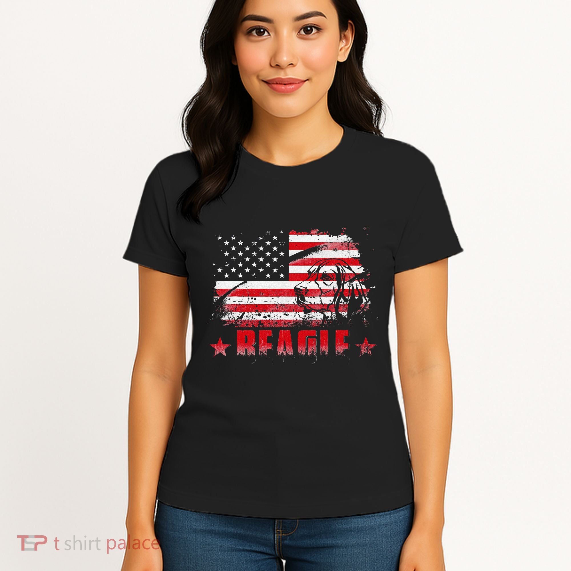 Funny Beagle American Flag Dog Dad Dog Mom Women's T-Shirt
