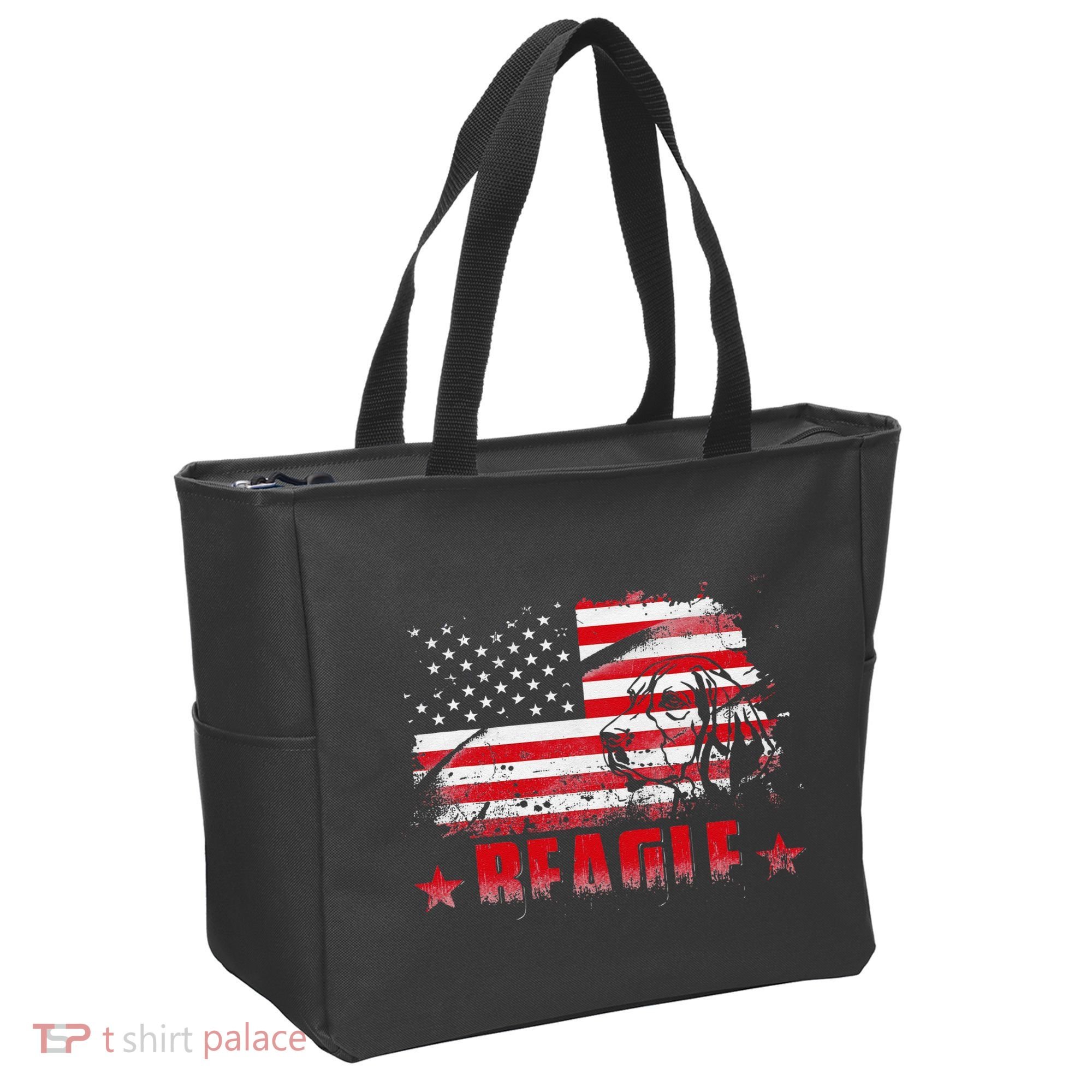 Funny Beagle American Flag Dog Dad Dog Mom Tote Bag