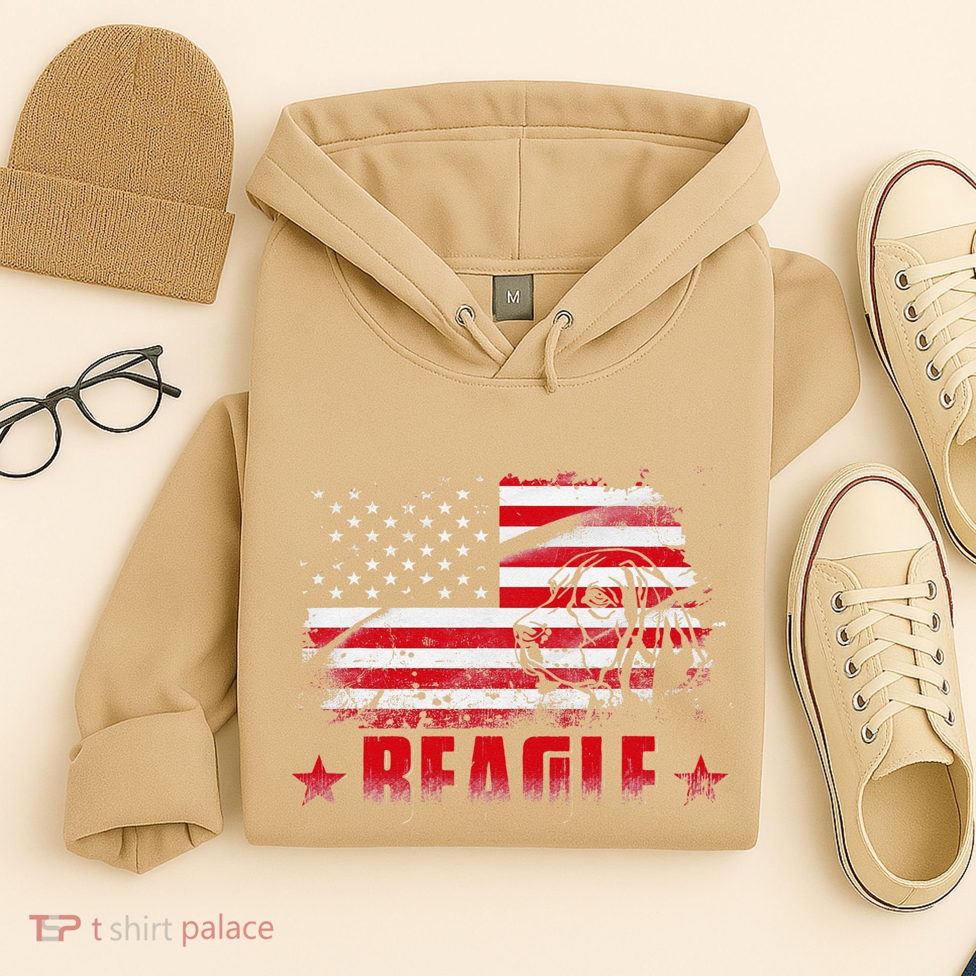 Funny Beagle American Flag Dog Dad Dog Mom Hoodie