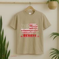 Funny Beagle American Flag Dog Dad Dog Mom T-Shirt thumb 2