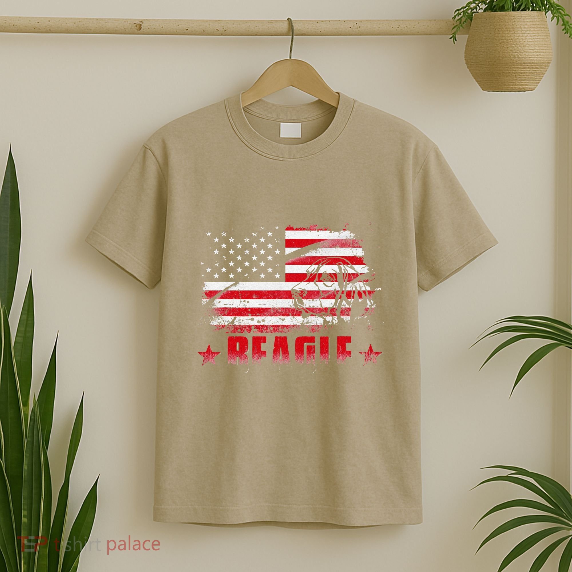 Funny Beagle American Flag Dog Dad Dog Mom T-Shirt