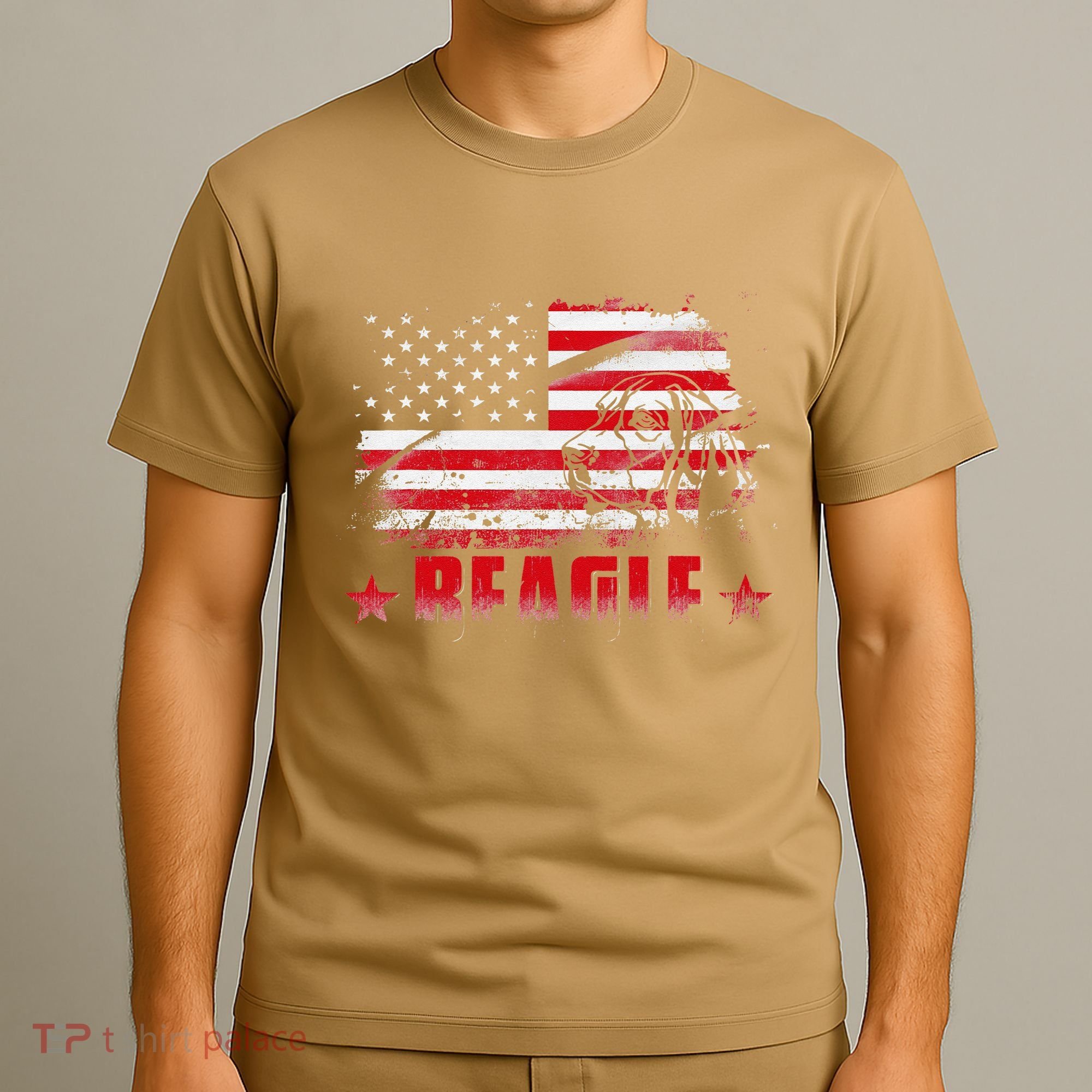 Funny Beagle American Flag Dog Dad Dog Mom T-Shirt
