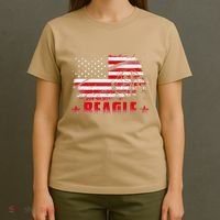 Funny Beagle American Flag Dog Dad Dog Mom T-Shirt thumb 4