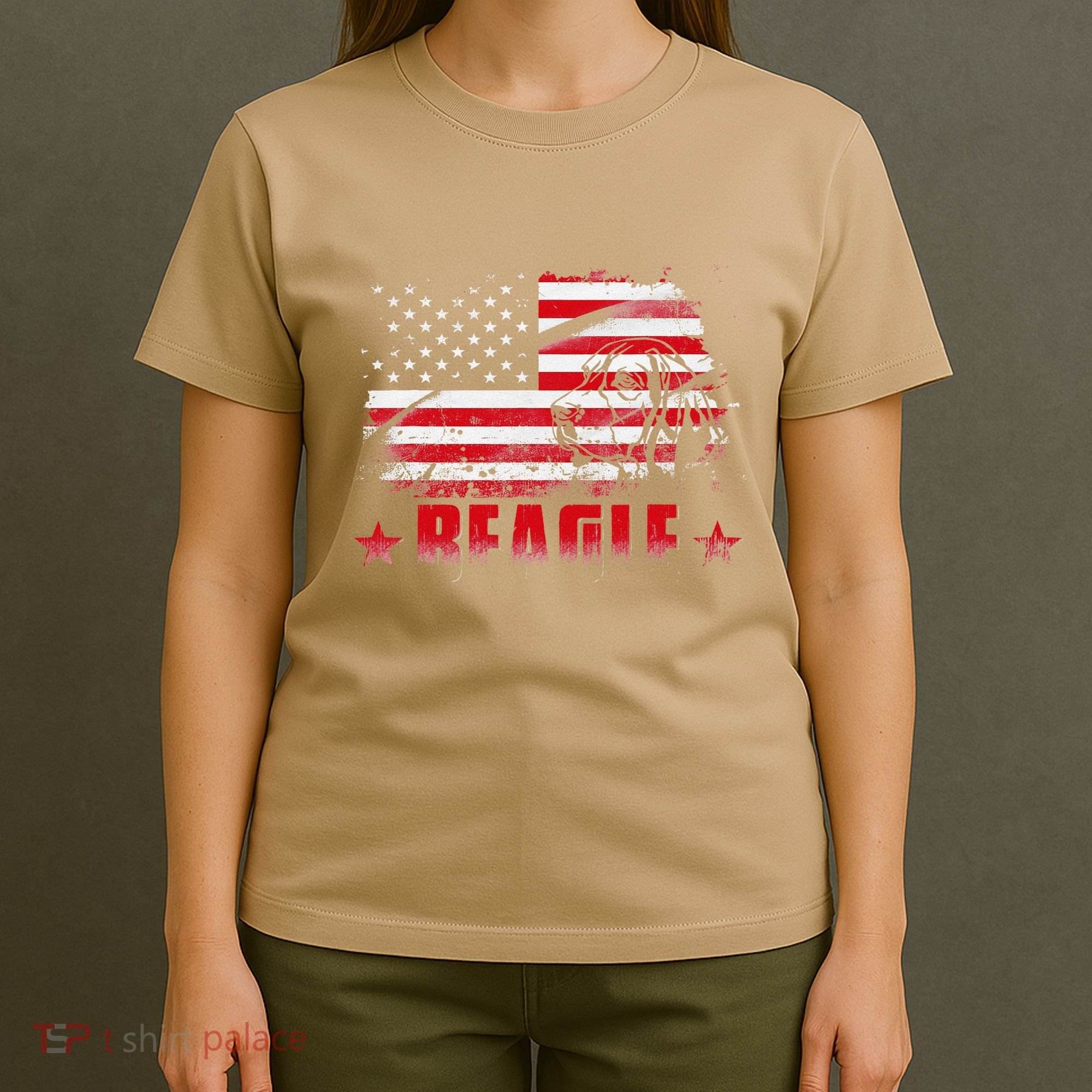 Funny Beagle American Flag Dog Dad Dog Mom T-Shirt
