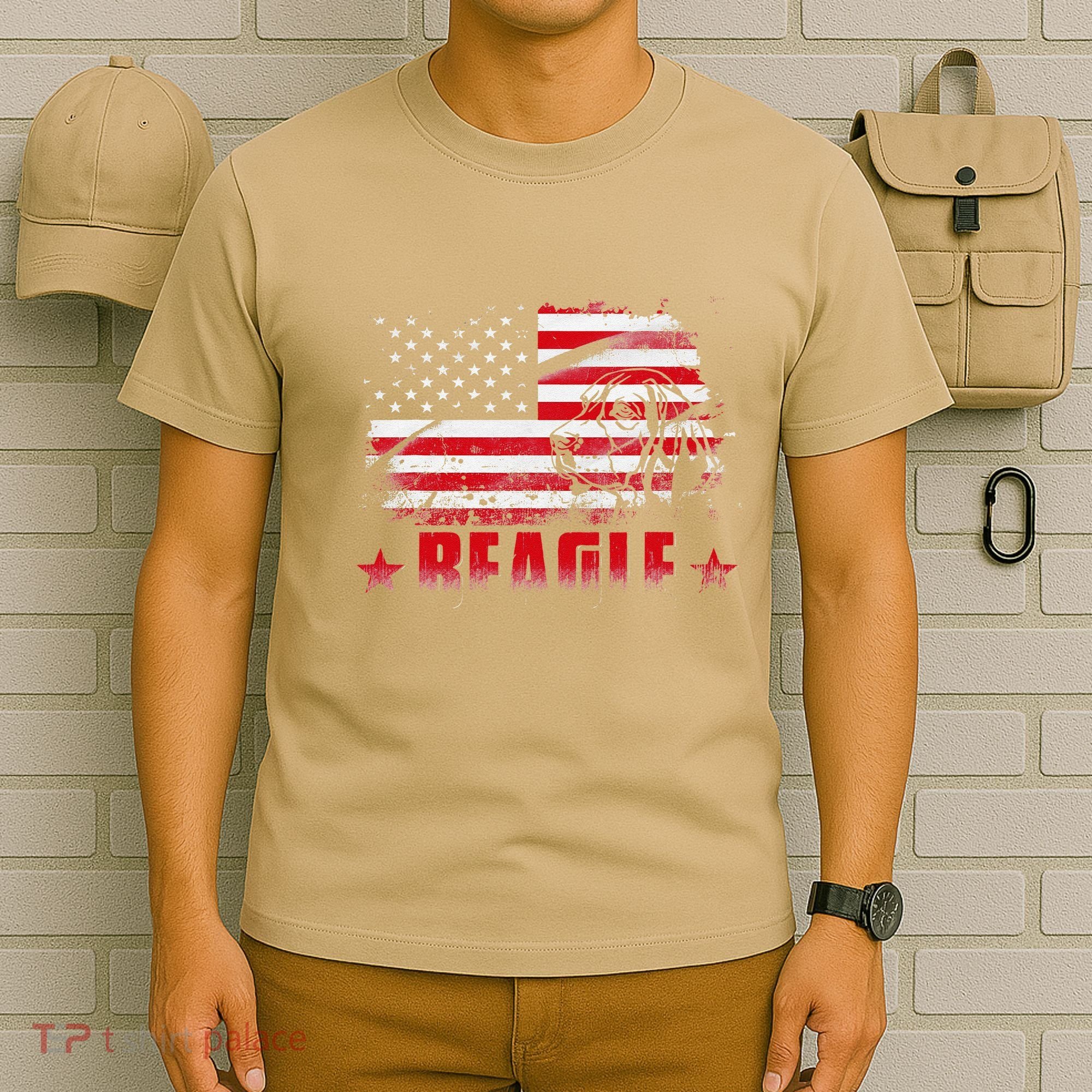 Funny Beagle American Flag Dog Dad Dog Mom T-Shirt