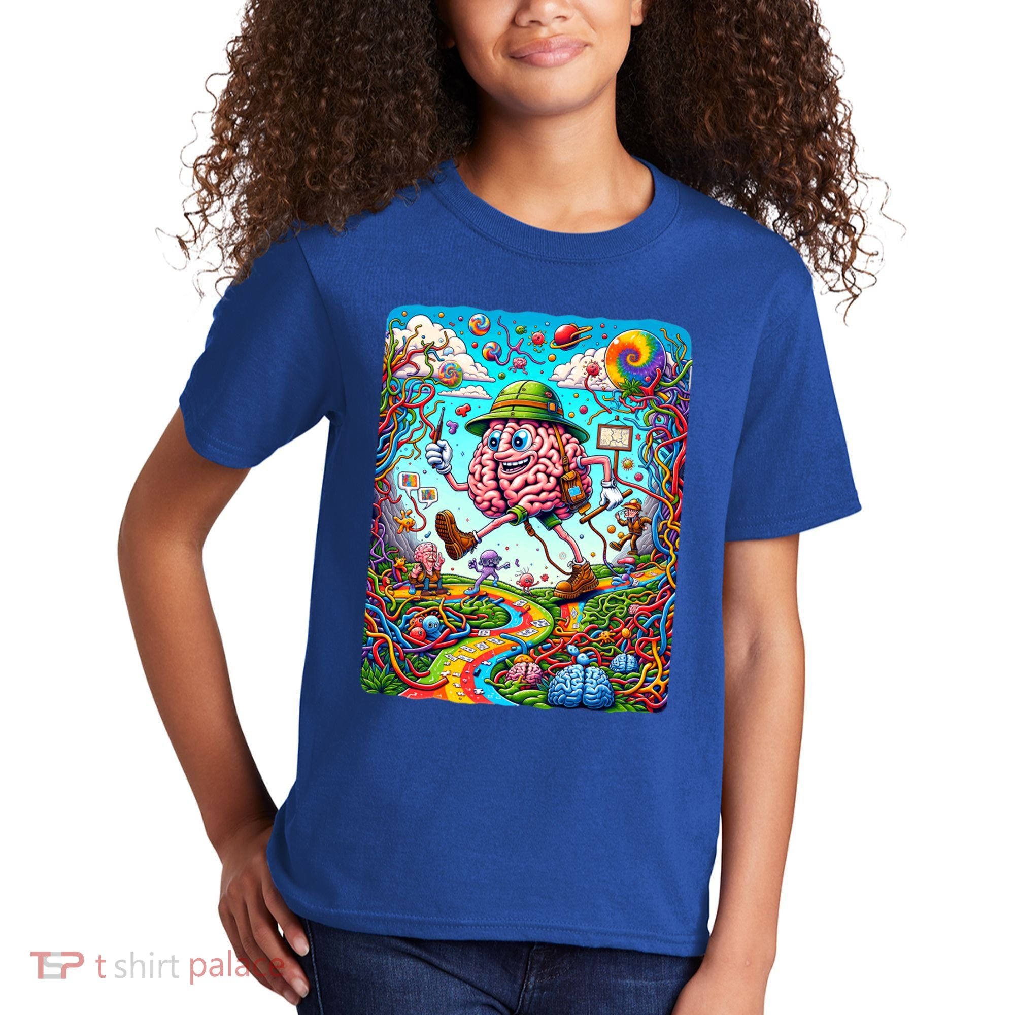 Funny Brain Adventure Landscape AlzheimerS Awareness Gift Kids T-Shirt