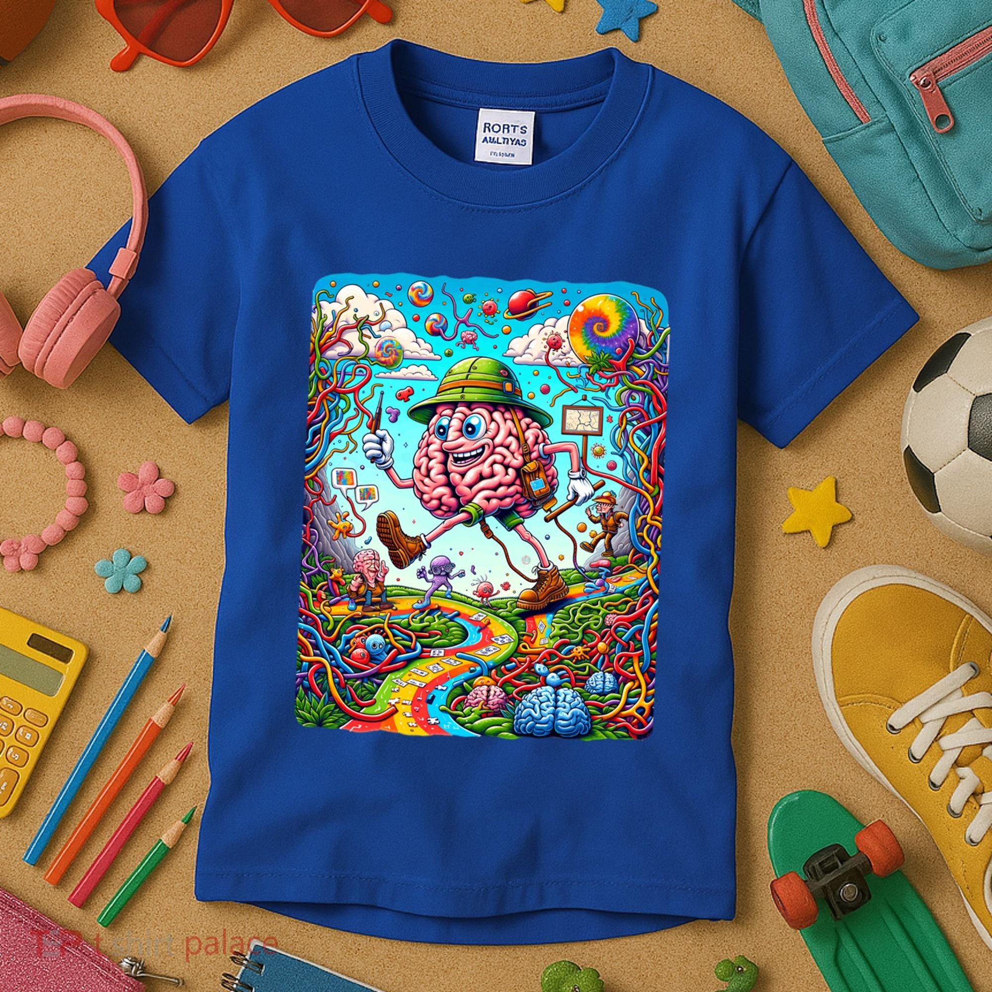 Funny Brain Adventure Landscape AlzheimerS Awareness Gift Kids T-Shirt