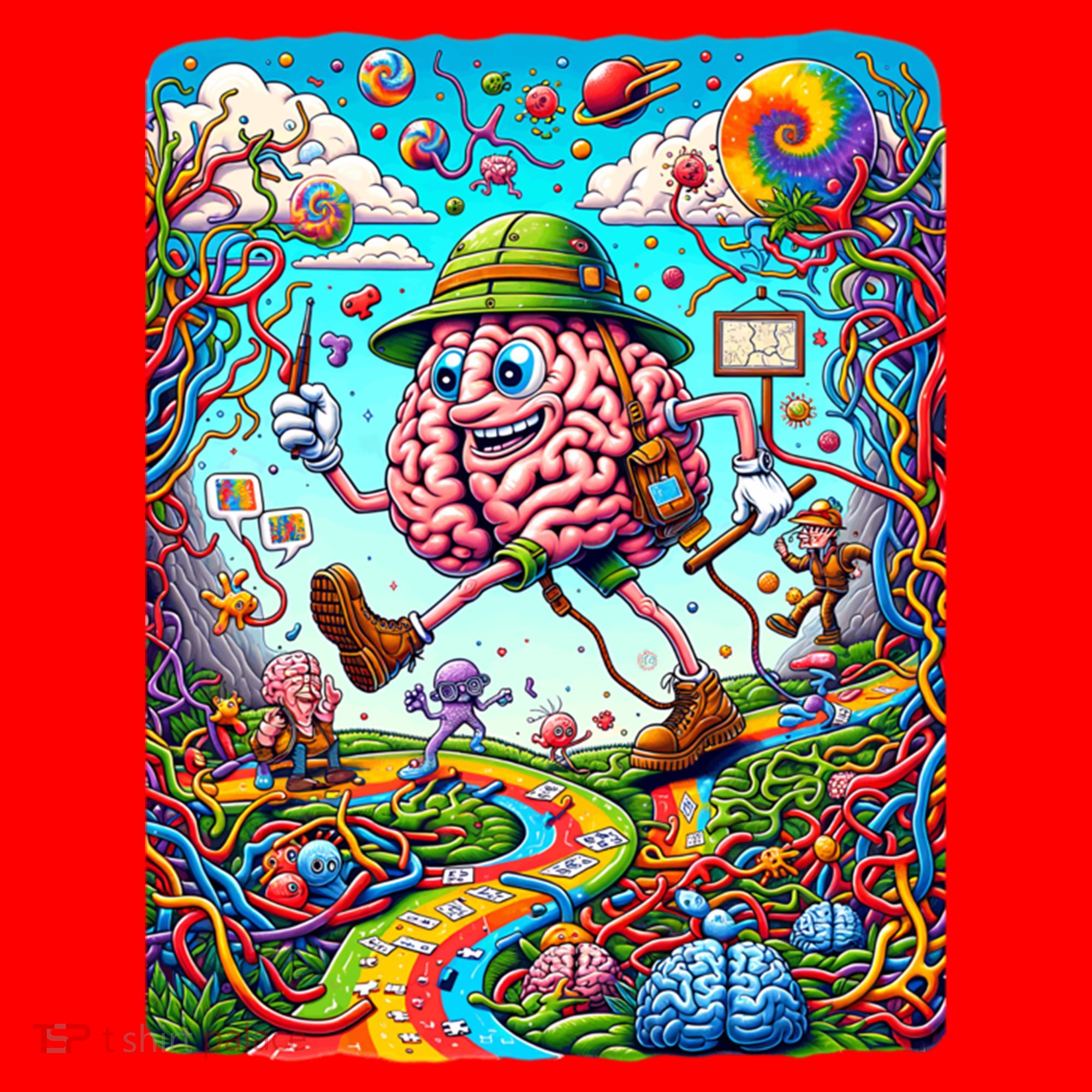 Funny Brain Adventure Landscape AlzheimerS Awareness Gift Santa Hat