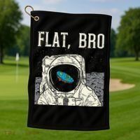 Flat Bro Astronaut Space Funny Earth Conspiracy Theory Gift Golf Towel thumb 1