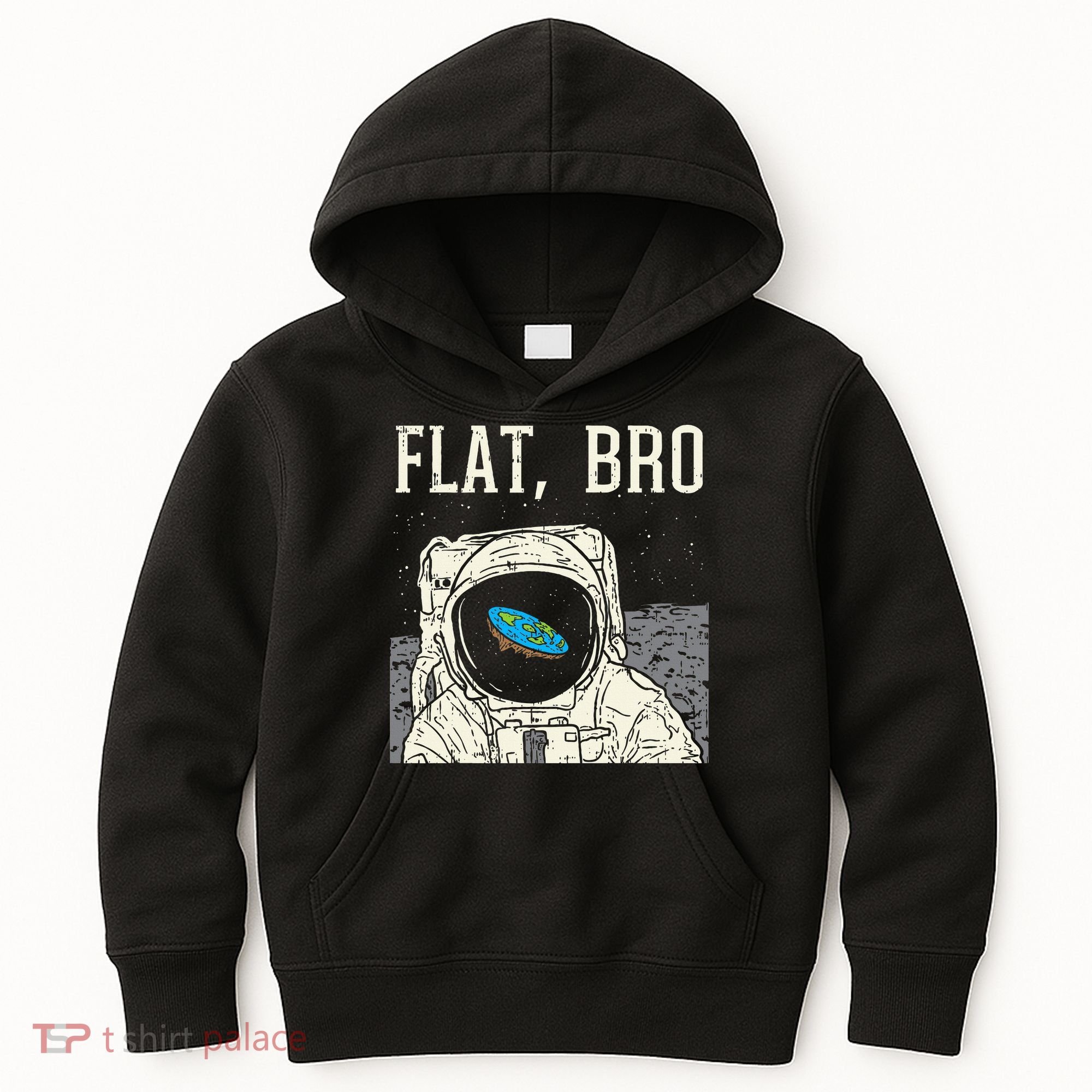 Flat Bro Astronaut Space Funny Earth Conspiracy Theory Gift Kids Hoodie