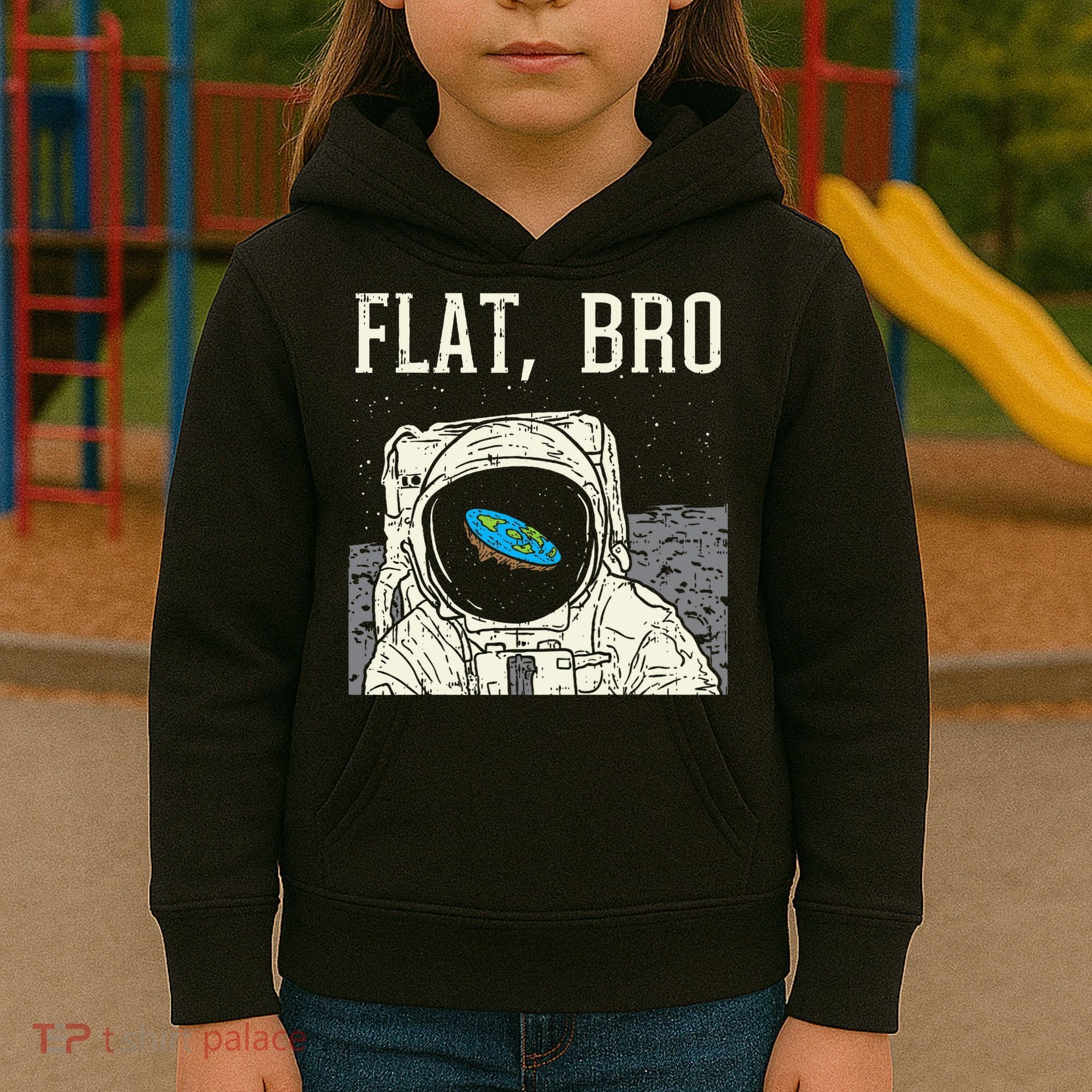 Flat Bro Astronaut Space Funny Earth Conspiracy Theory Gift Kids Hoodie