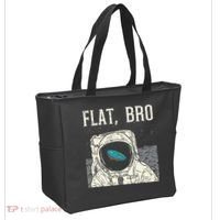 Flat Bro Astronaut Space Funny Earth Conspiracy Theory Gift Tote Bag thumb 2
