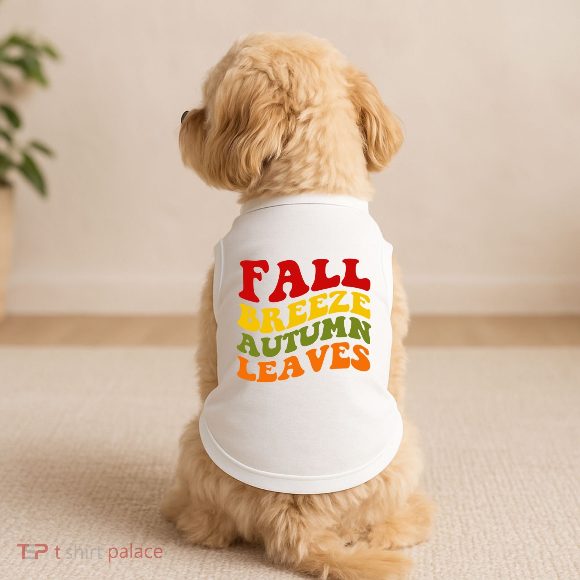 Fall Breeze Autumn Leaves Retro Doggie Tank