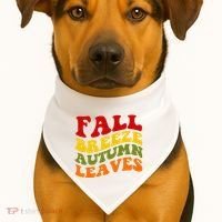 Fall Breeze Autumn Leaves Retro USA-Made Doggie Bandana thumb 1