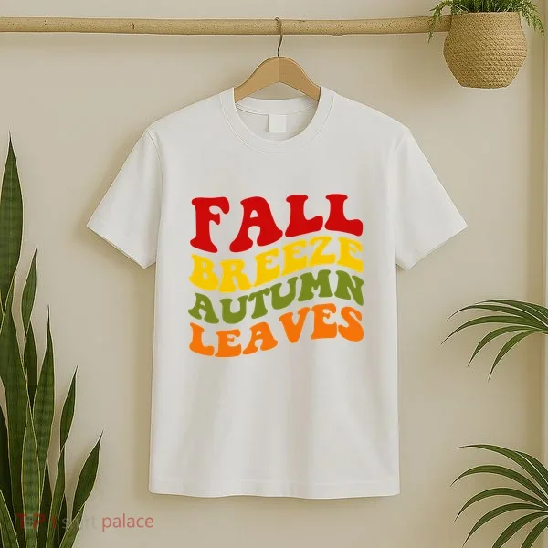 Fall Breeze Autumn Leaves Retro T-Shirt