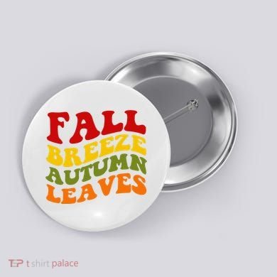 Fall Breeze Autumn Leaves Retro Button