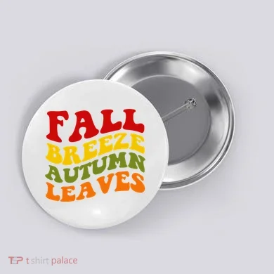 Fall Breeze Autumn Leaves Retro Button
