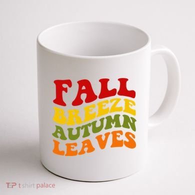 Fall Breeze Autumn Leaves Retro Coffee Mug back
