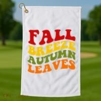 Fall Breeze Autumn Leaves Retro Golf Towel thumb 1