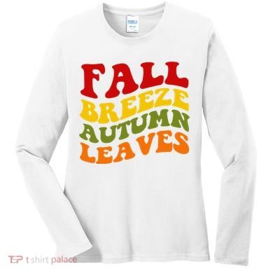 Fall Breeze Autumn Leaves Retro Women's Long Sleeve Shirt