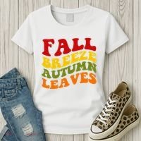 Fall Breeze Autumn Leaves Retro Women's T-Shirt thumb 3