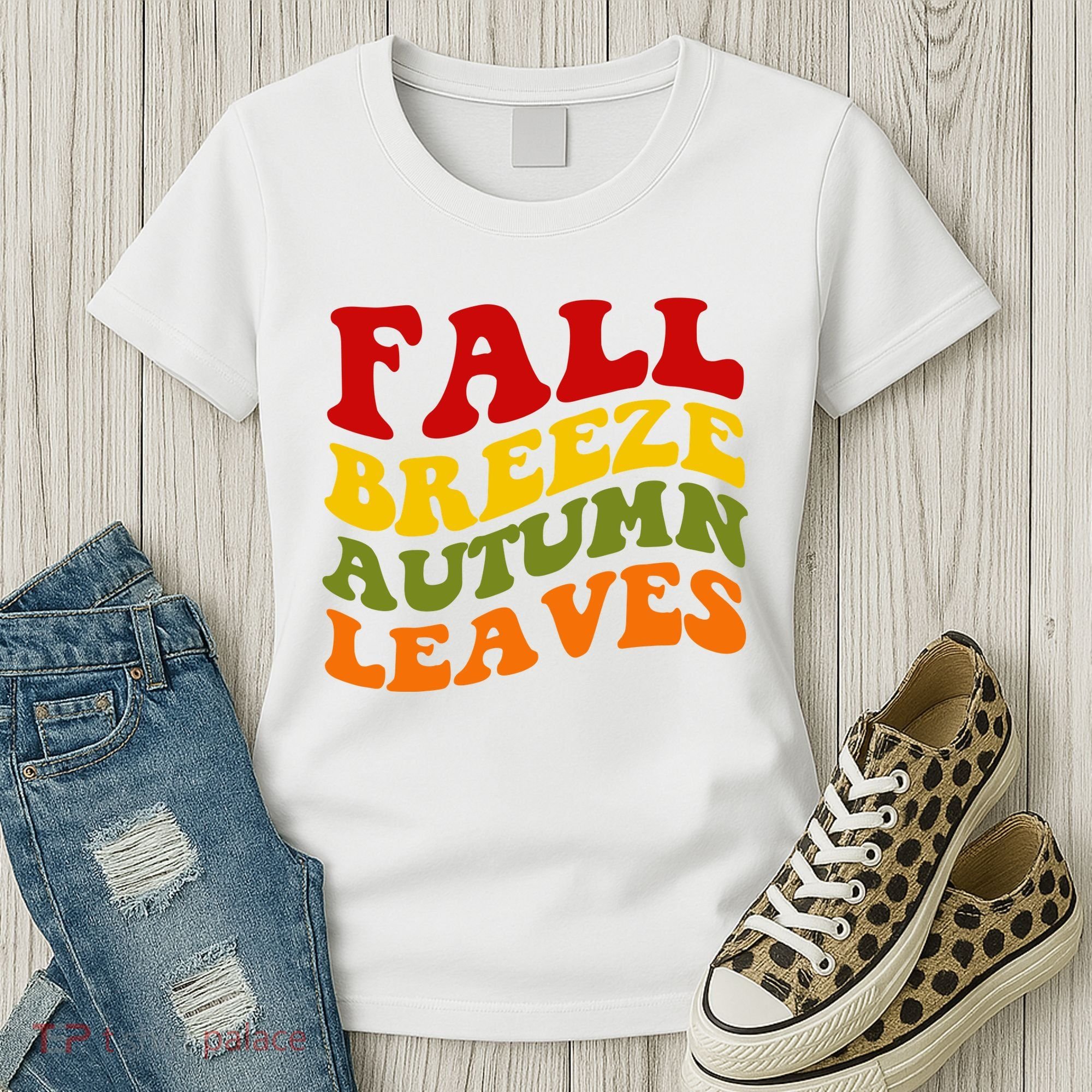 Fall Breeze Autumn Leaves Retro Women's T-Shirt