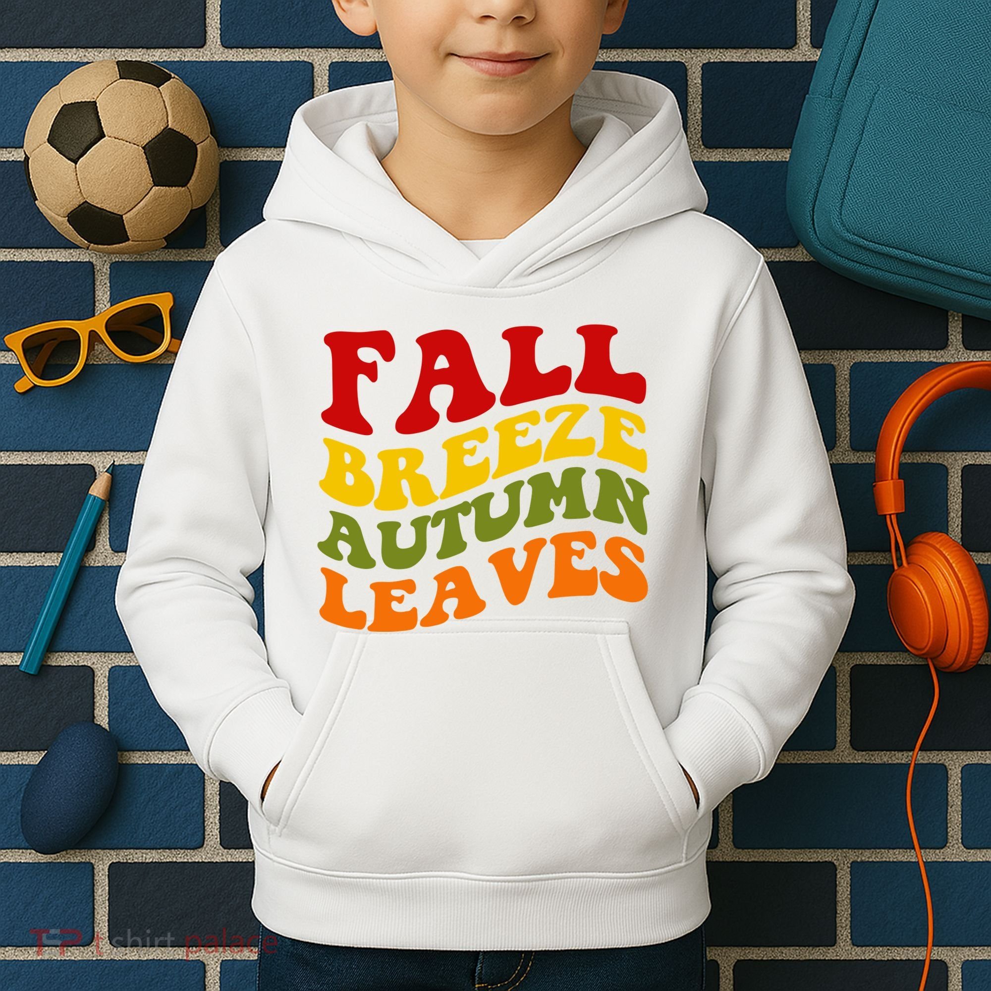 Fall Breeze Autumn Leaves Retro Kids Hoodie