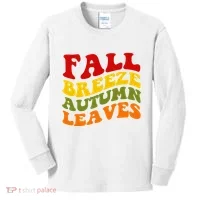 Fall Breeze Autumn Leaves Retro Kids Long Sleeve Shirt thumb 0