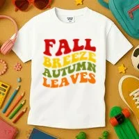 Fall Breeze Autumn Leaves Retro Kids T-Shirt thumb 3