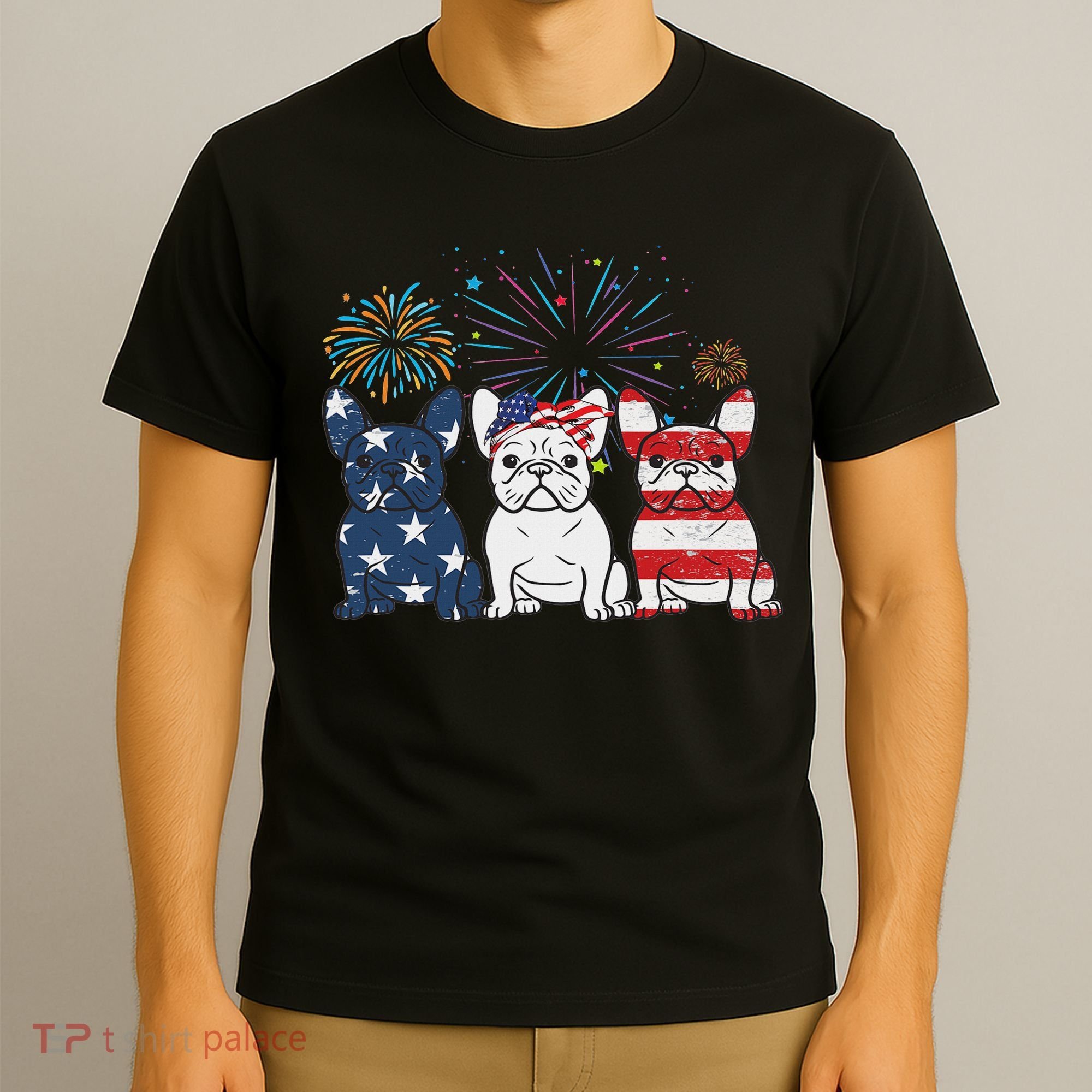 French Bulldog American Flag 4th Of July Independence Day T-Shirt