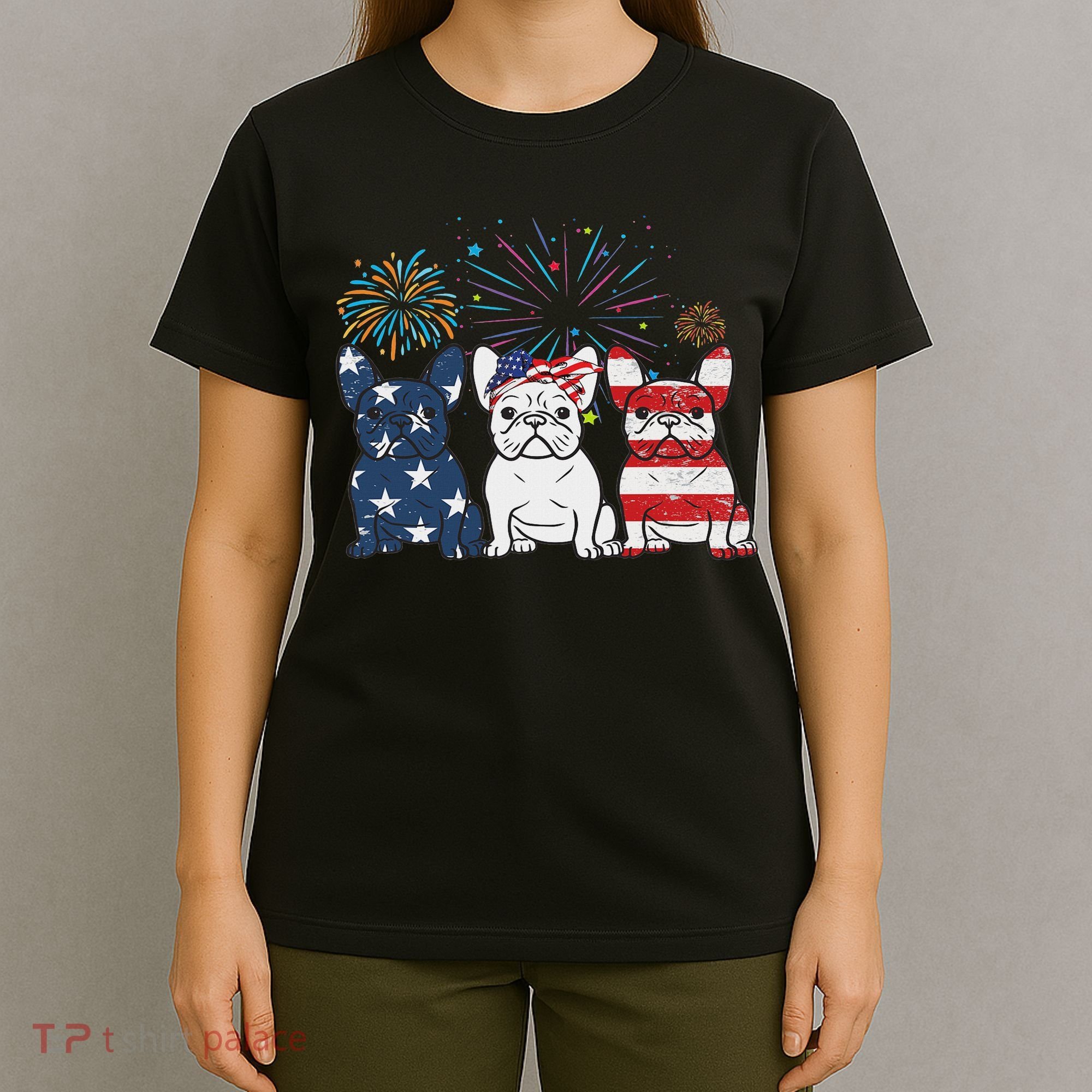 French Bulldog American Flag 4th Of July Independence Day T-Shirt