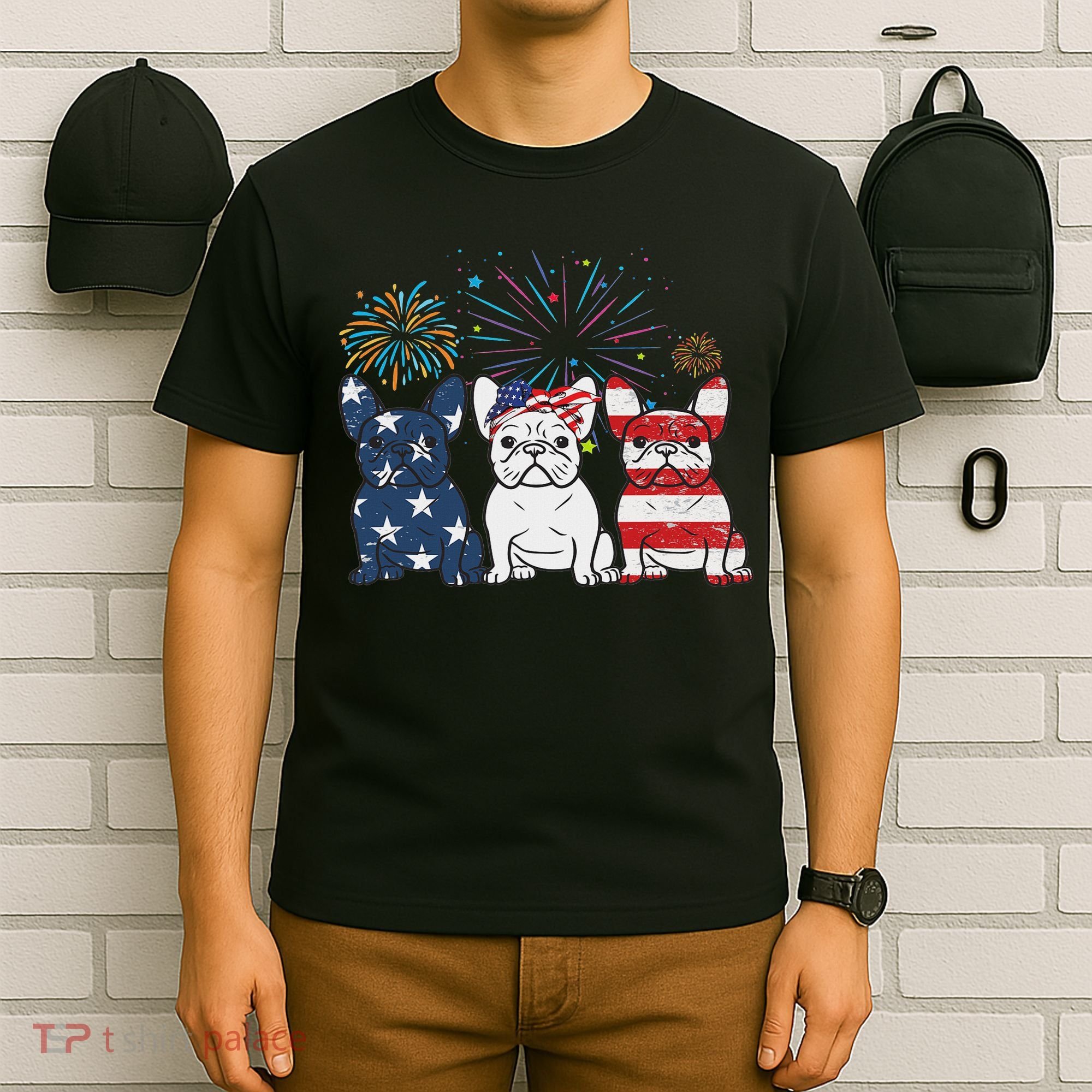 French Bulldog American Flag 4th Of July Independence Day T-Shirt