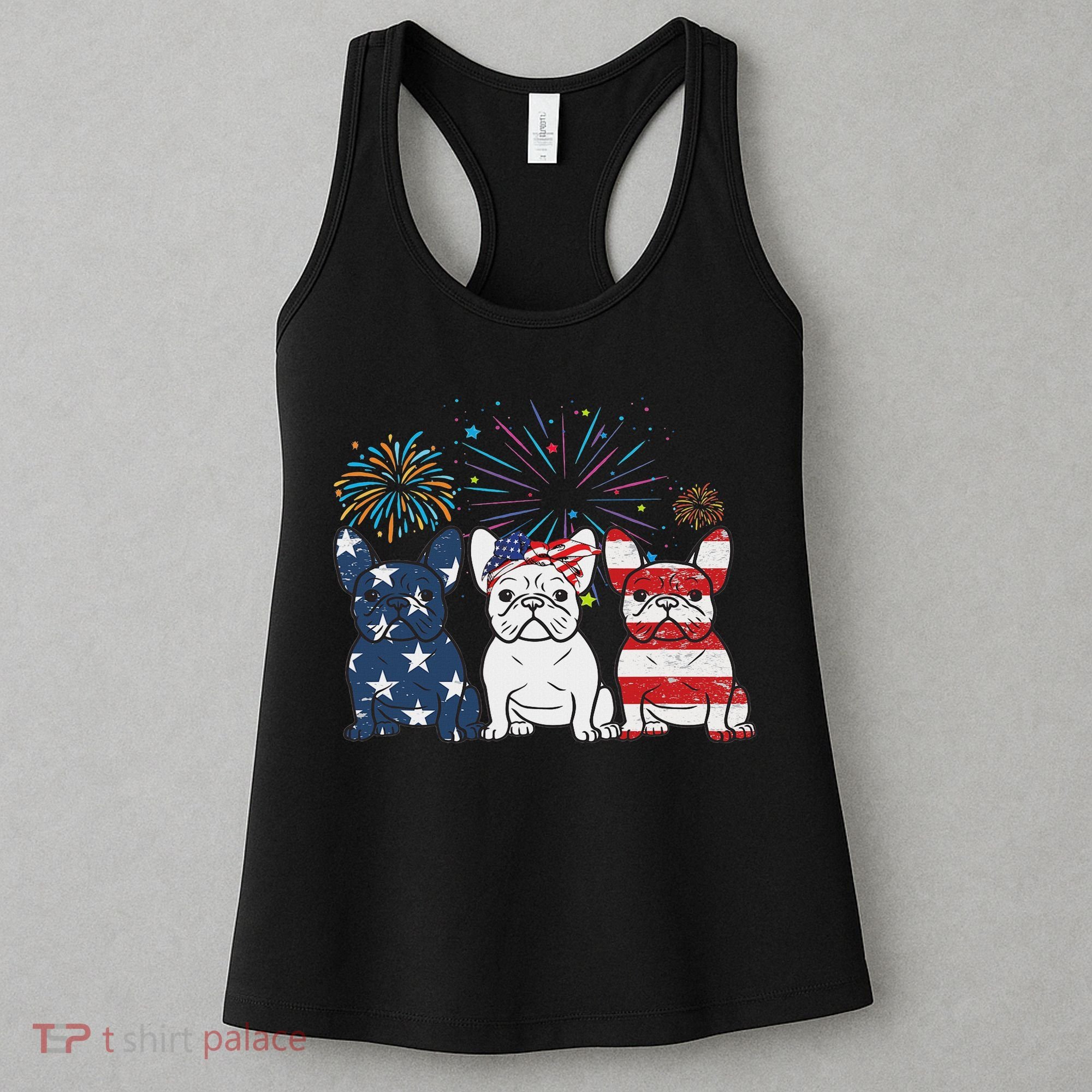 French Bulldog American Flag 4th Of July Independence Day Women's Tank Top