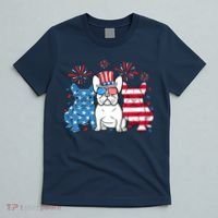 French Bulldog American Flag Fireworks 4th Of July Dog Lover T-Shirt thumb 5