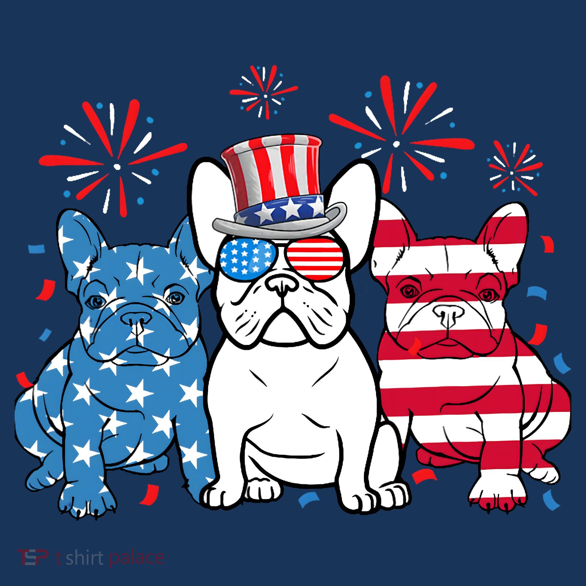 French Bulldog American Flag Fireworks 4th Of July Dog Lover Coaster