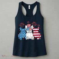 French Bulldog American Flag Fireworks 4th Of July Dog Lover Women's Tank Top thumb 3