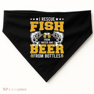 Funny Beer And Fish USA-Made Doggie Bandana