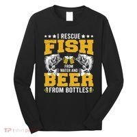 Funny Beer And Fish Long Sleeve Shirt thumb 0