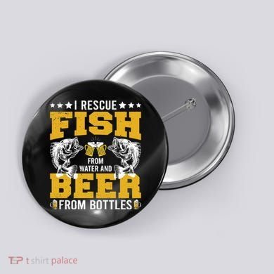 Funny Beer And Fish Button
