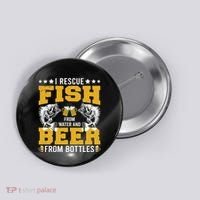 Funny Beer And Fish Button thumb 0