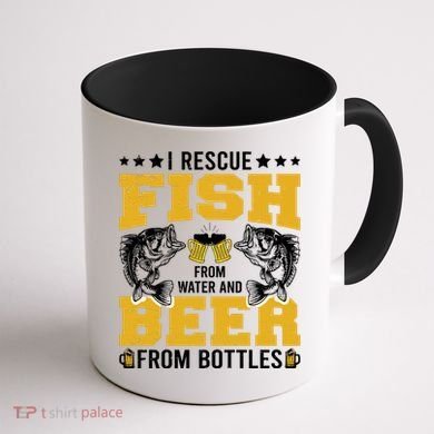 Funny Beer And Fish Coffee Mug back