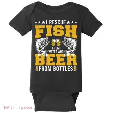 Funny Beer And Fish Baby Bodysuit