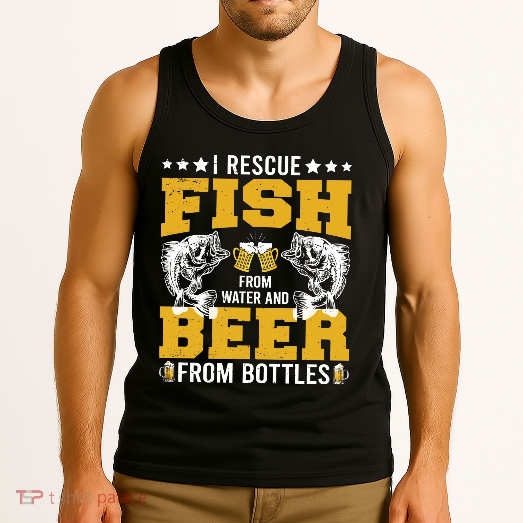 Funny Beer And Fish Tank Top