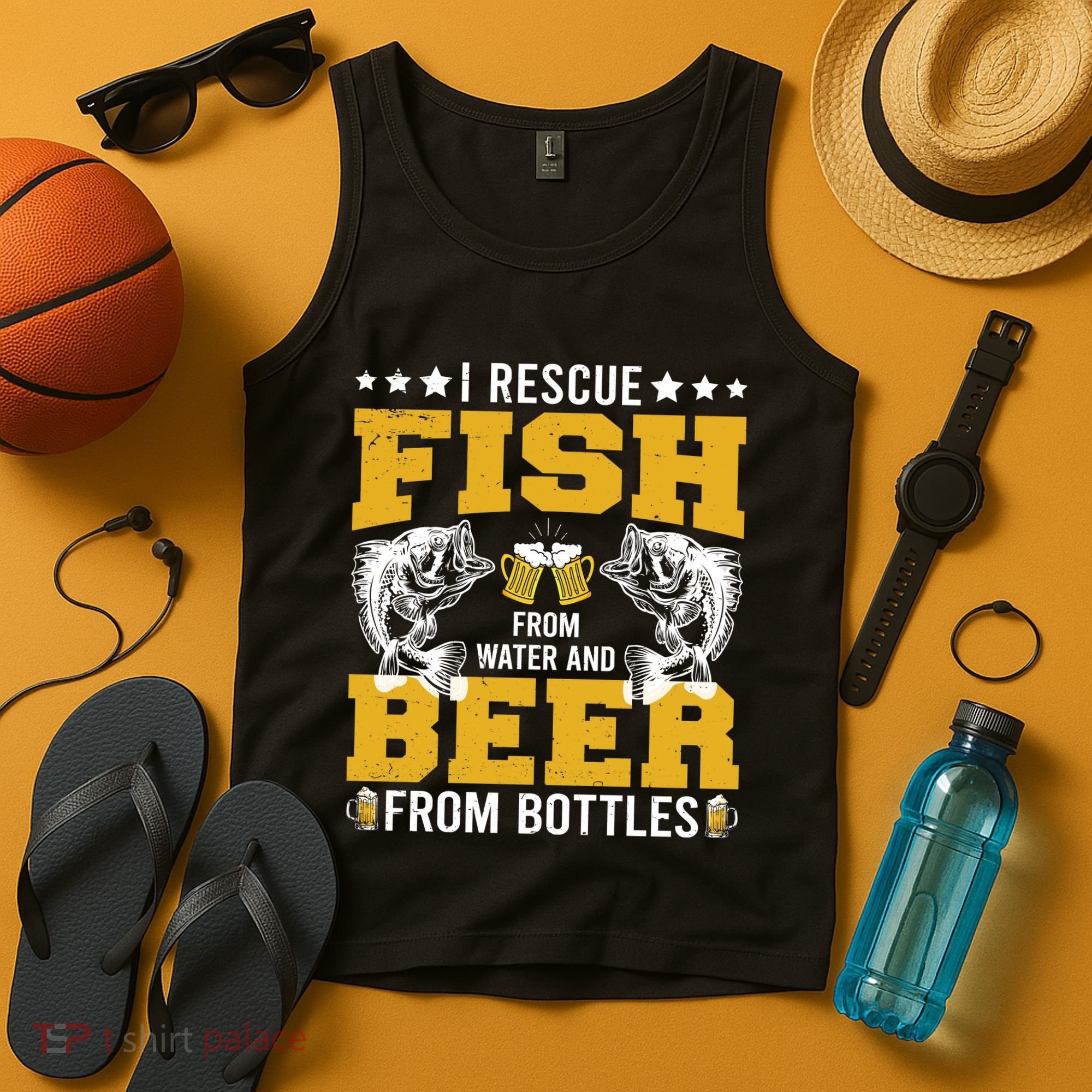 Funny Beer And Fish Tank Top