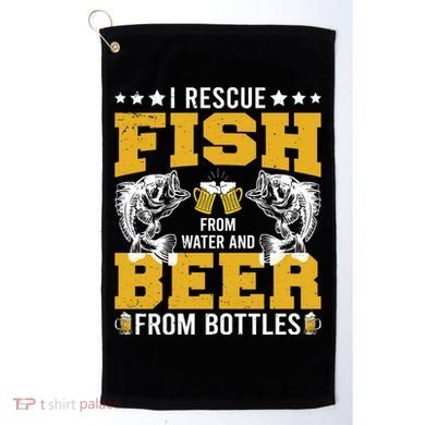Funny Beer And Fish Golf Towel