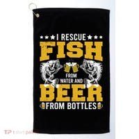 Funny Beer And Fish Golf Towel thumb 0