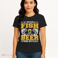Funny Beer And Fish Women's T-Shirt thumb 4