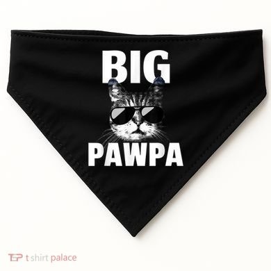 Funny Black And White Cat Kitten Big Pawpa USA-Made Doggie Bandana